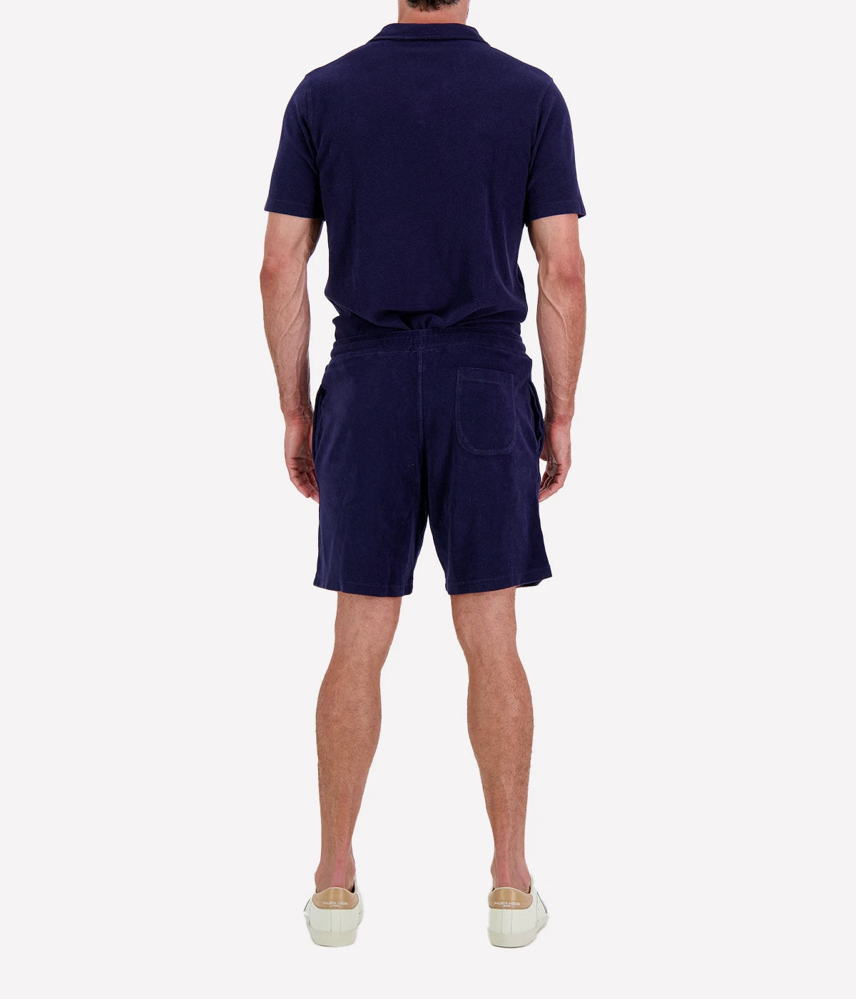 Men Knitted Bouclette Bermuda in Marine Blue