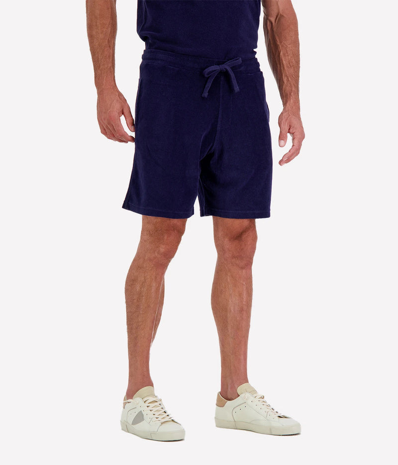 Men Knitted Bouclette Bermuda in Marine Blue