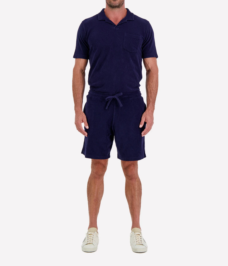 Men Knitted Bouclette Bermuda in Marine Blue