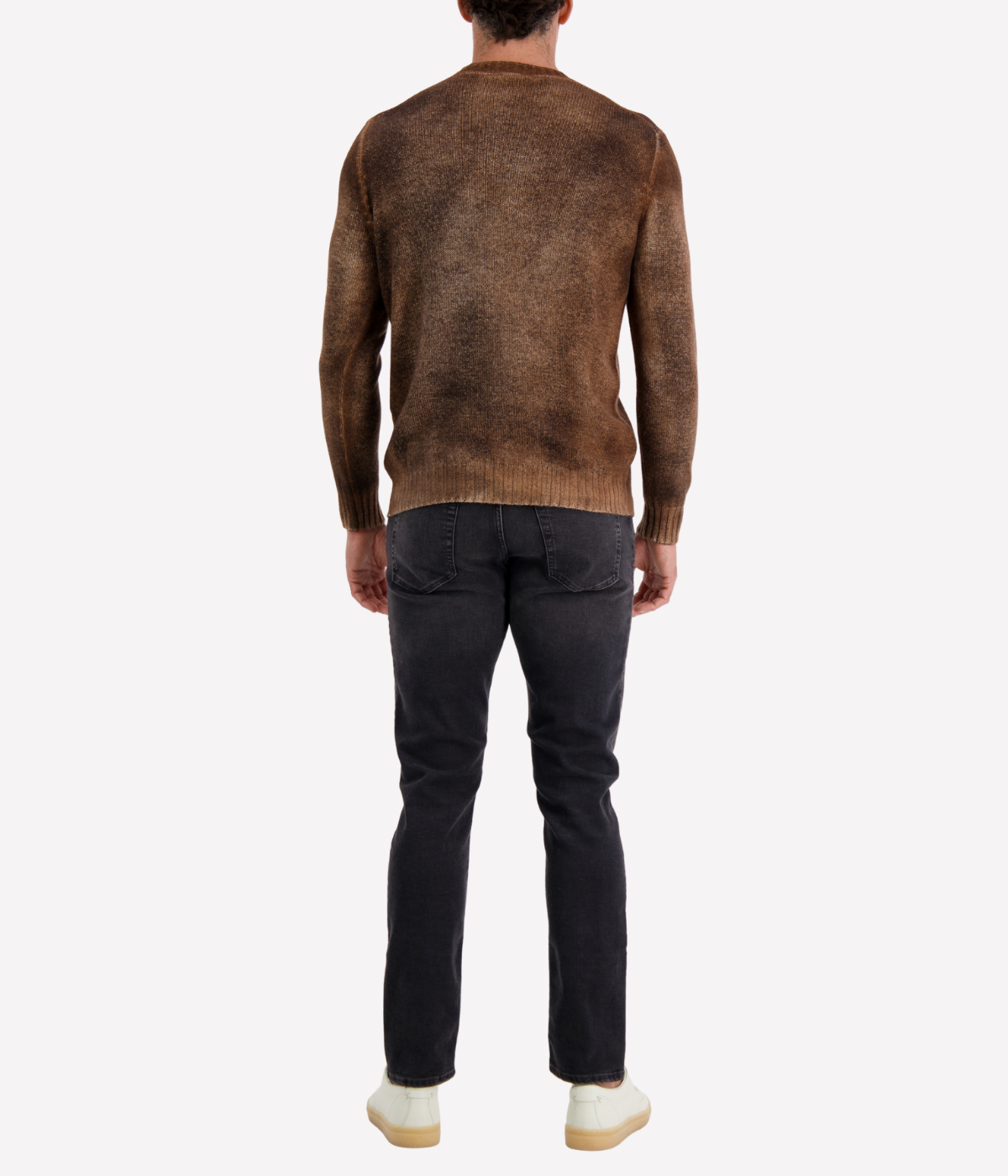 Hand Painted Cashmere Off Gauge Round Neck Pullover in Antilope