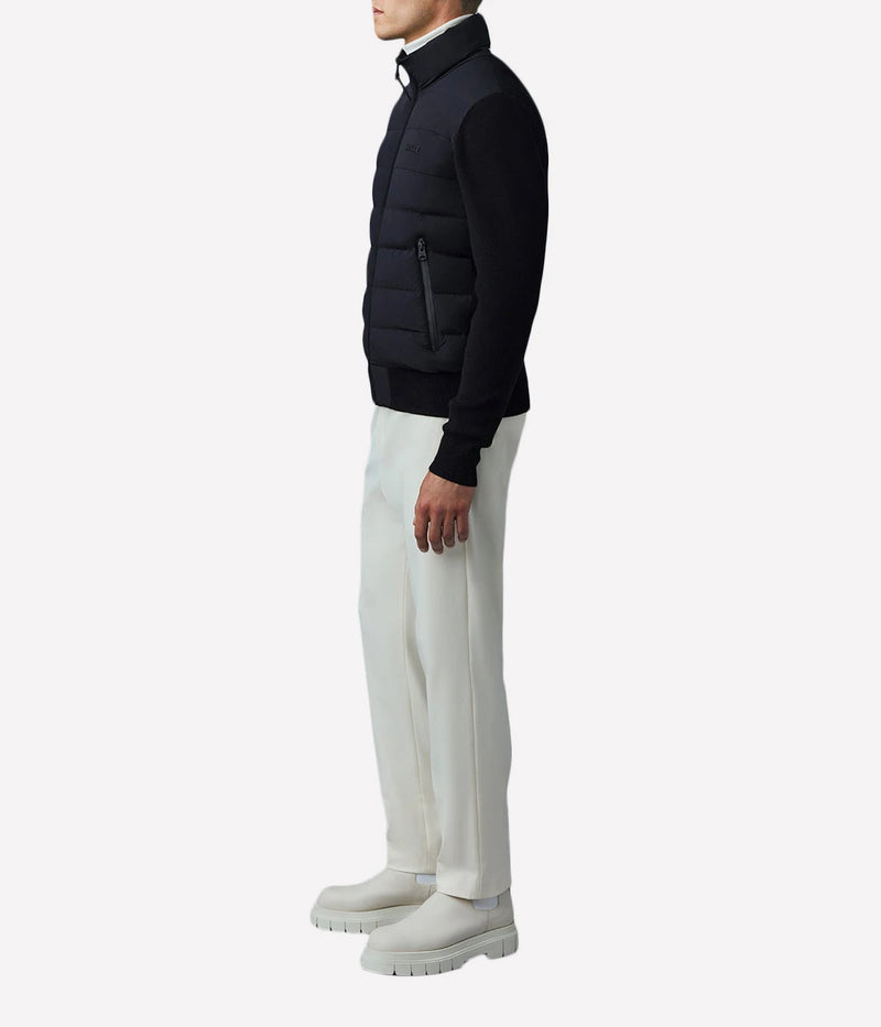 Mackage Haney Jacket in Black side view showing regular fit and lightweight down construction