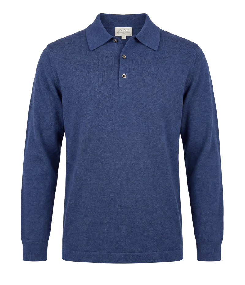 Knitted Pullover Polo in INDIGO
