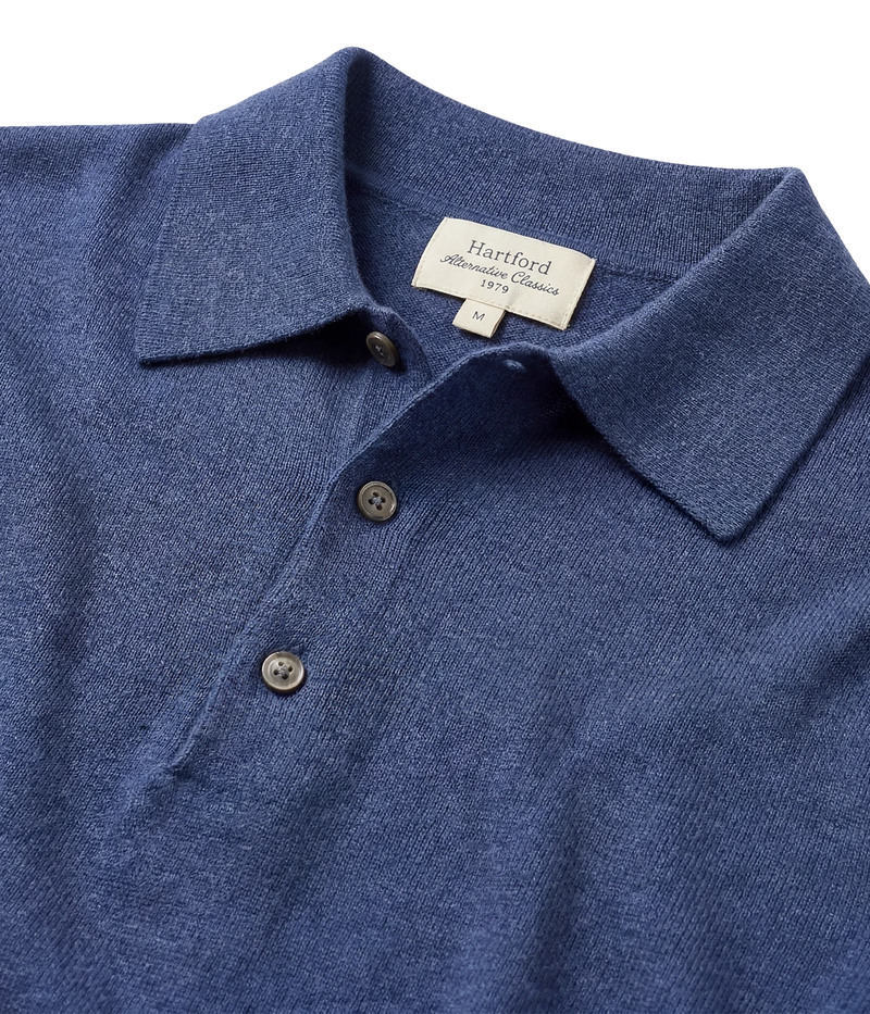 Knitted Pullover Polo in INDIGO