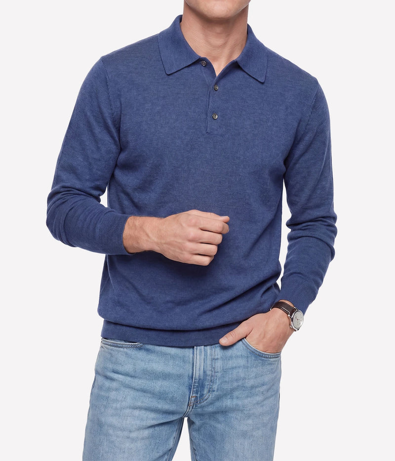 Knitted Pullover Polo in INDIGO