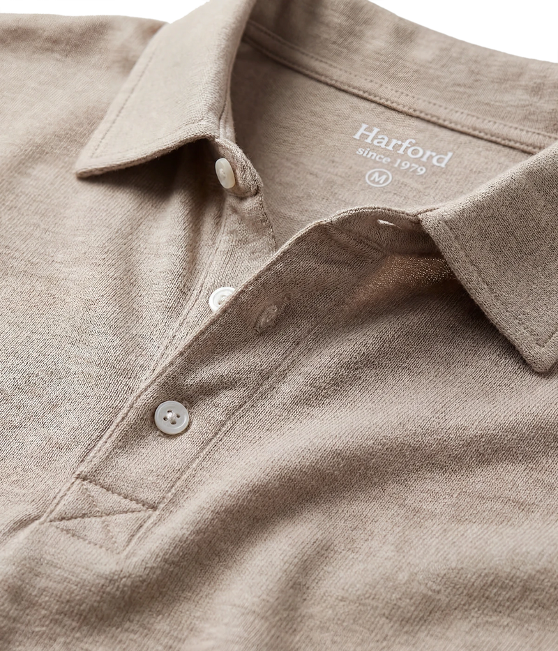 Men Knitted Polo in SAND