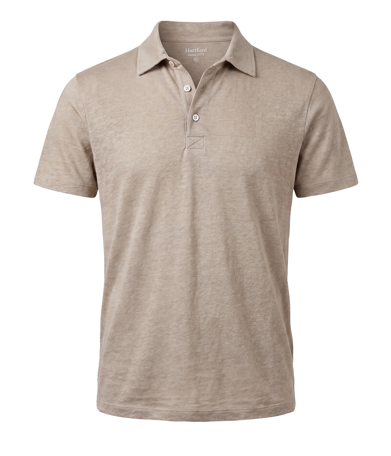 Men Knitted Polo in SAND