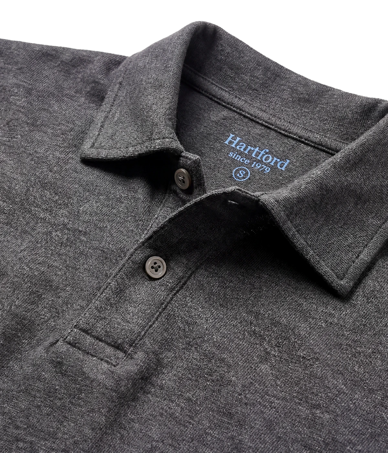 Men Knitted Polo in Thunder