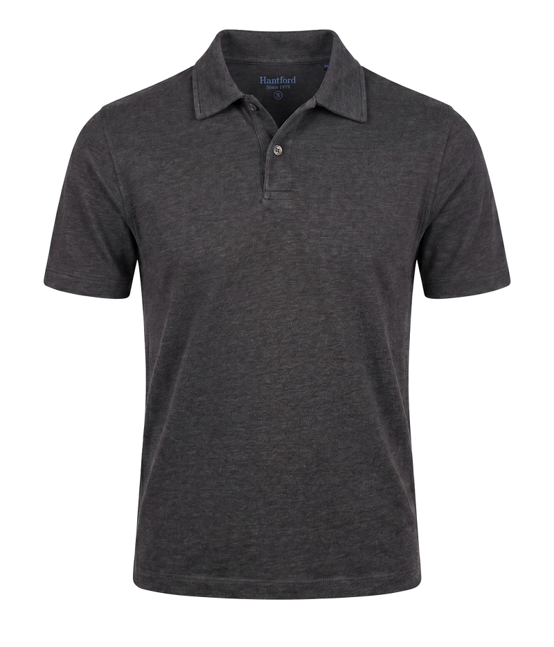 Men Knitted Polo in Thunder