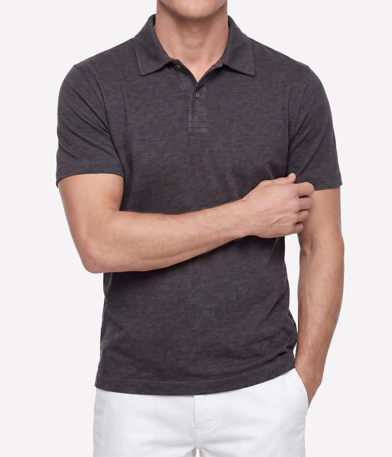 Men Knitted Polo in Thunder