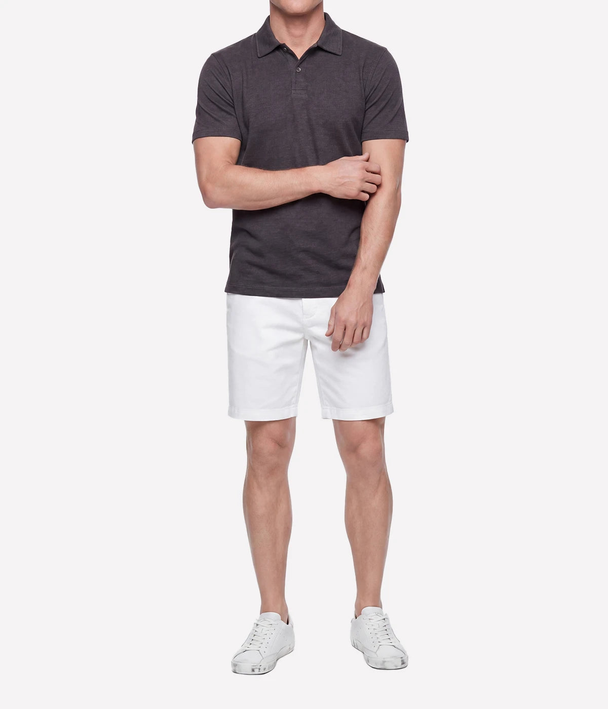 Men Knitted Polo in Thunder