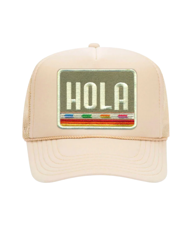 Hola Trucker Hat in Cream