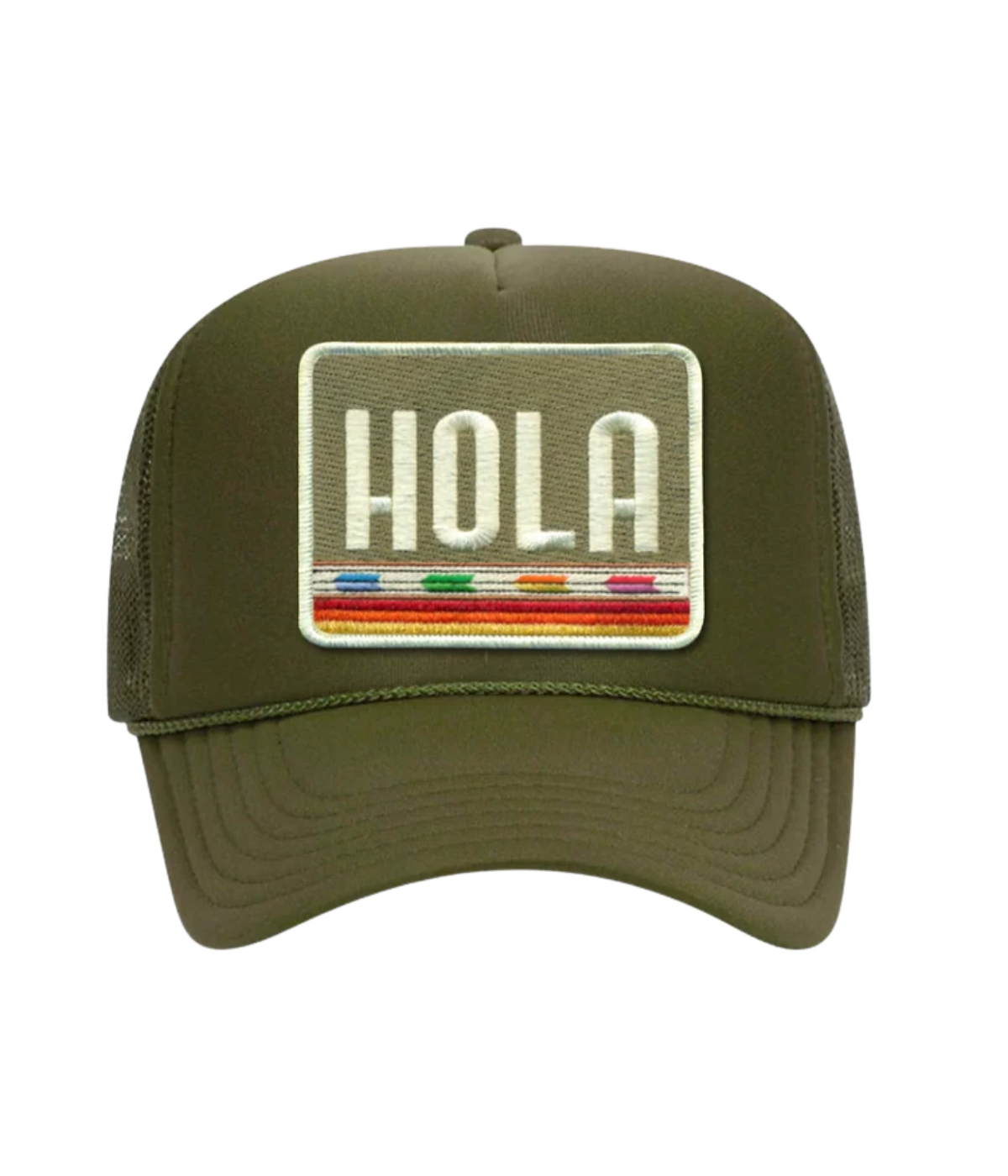 Hola Trucker Hat in Olive Army Green