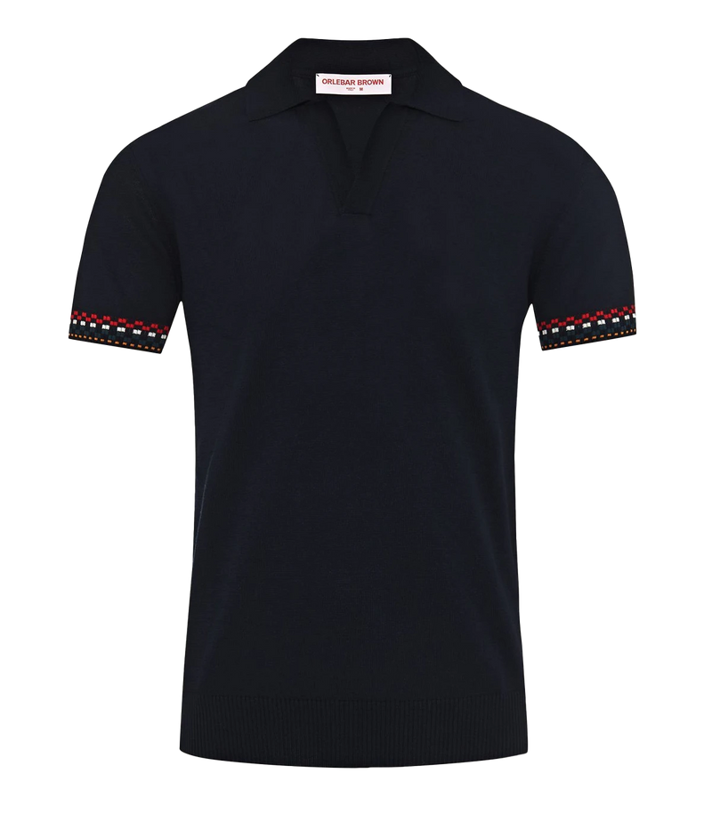 Horton OB Checkerboard Polo in Night Iris