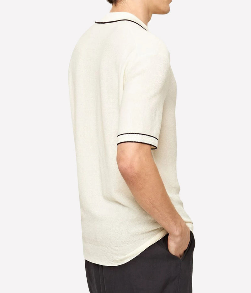 Horton Chevron Tipping Polo in White Sand Night Iris