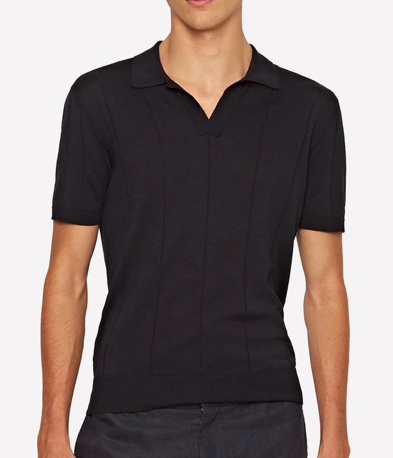 Horton Cotton Silk Polo in Night Iris
