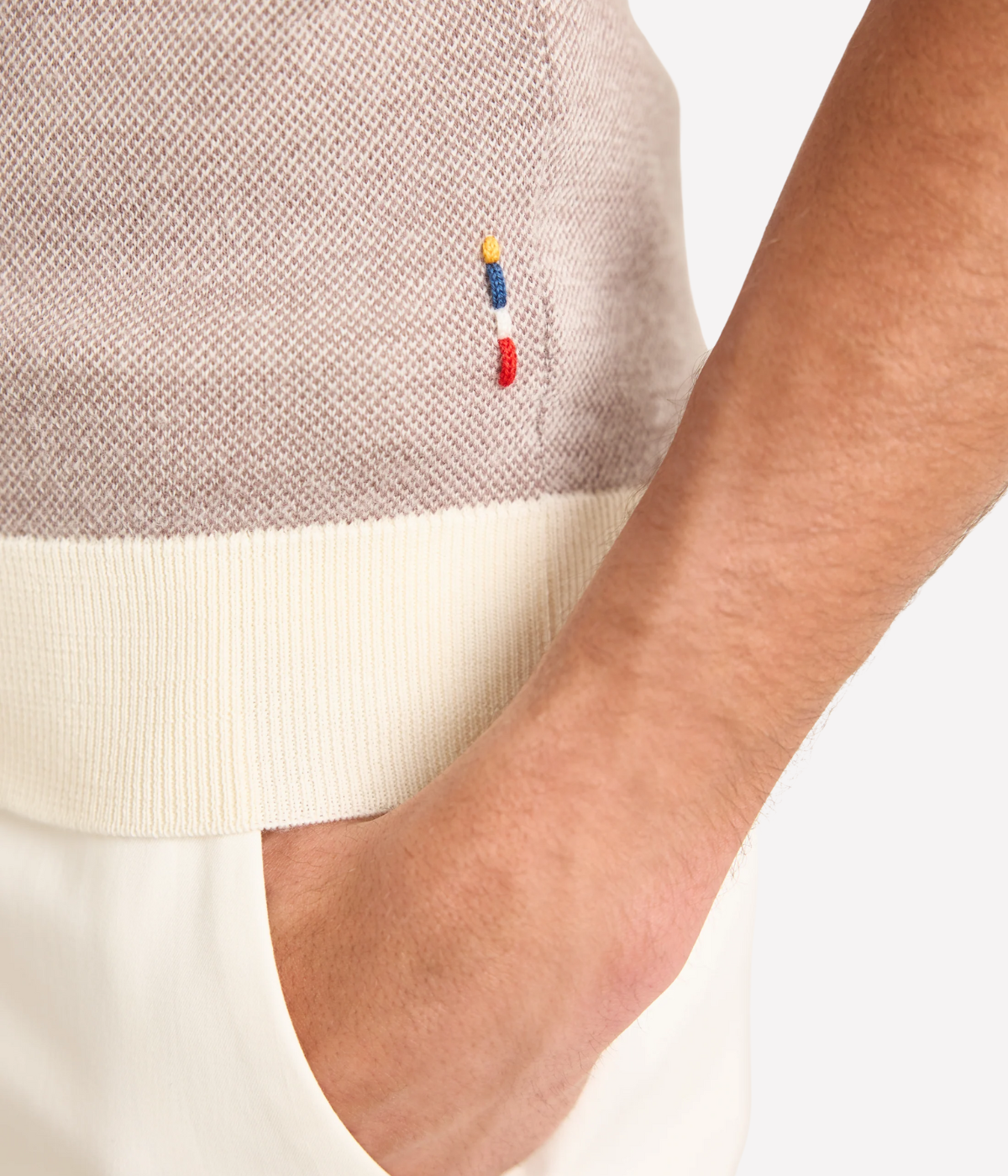 Horton Contrast Polo in Morel Brown & White Sands