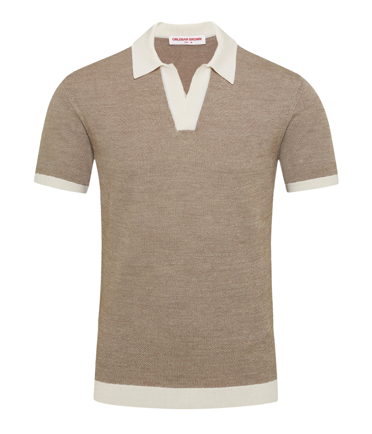 Horton Contrast Polo in Morel Brown & White Sands