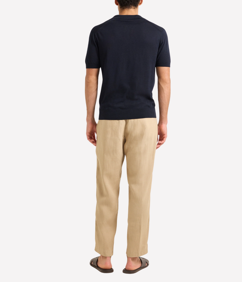 Horton Silk Cotton Polo in Night Iris