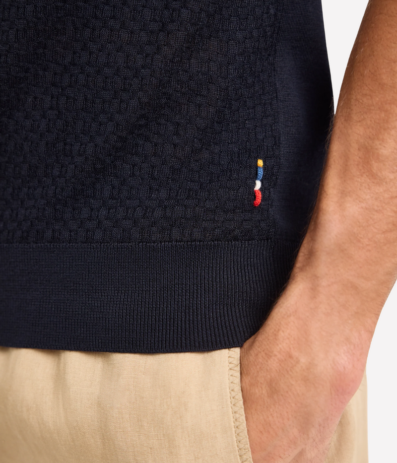 Horton Silk Cotton Polo in Night Iris