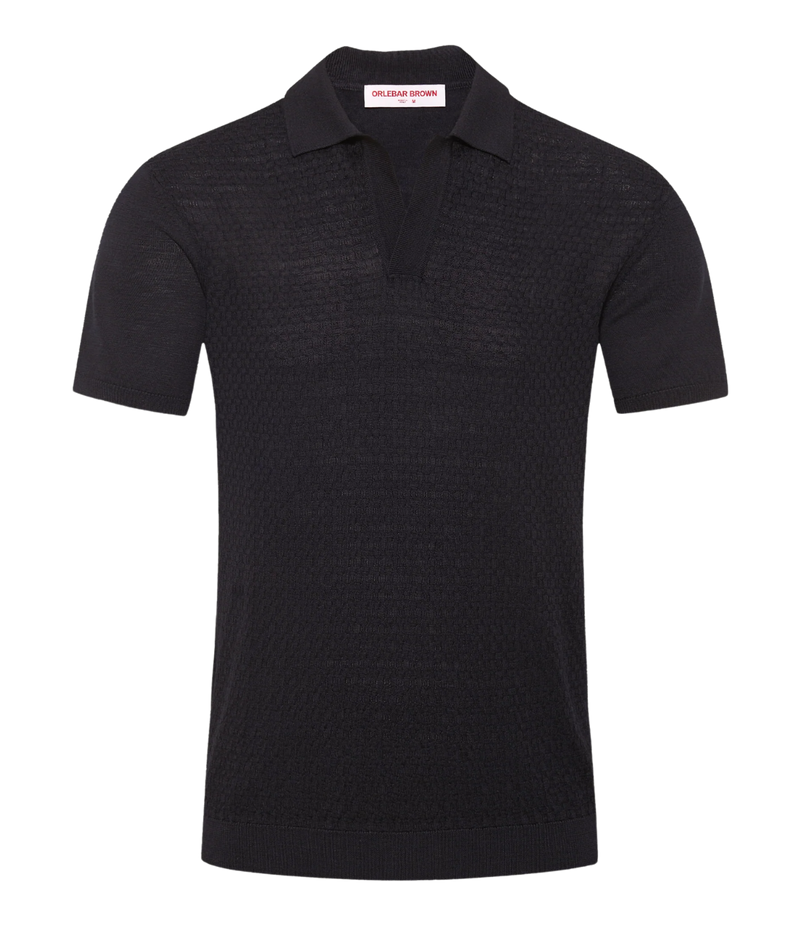 Horton Silk Cotton Polo in Night Iris