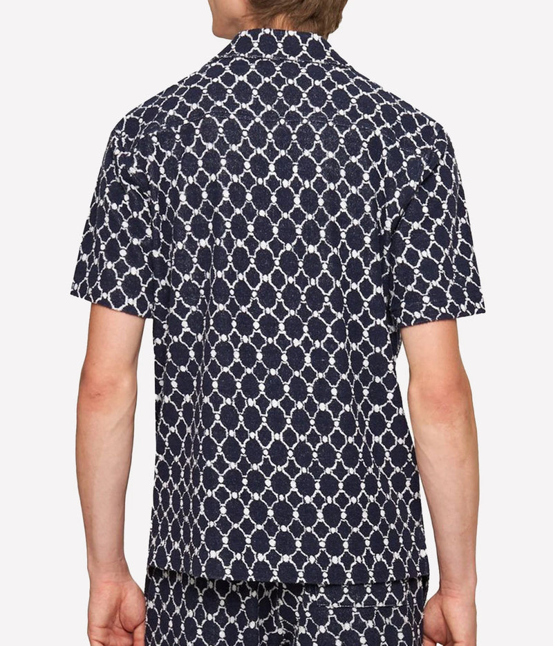 Howell Geo Knit Shirt in Midnight Navy