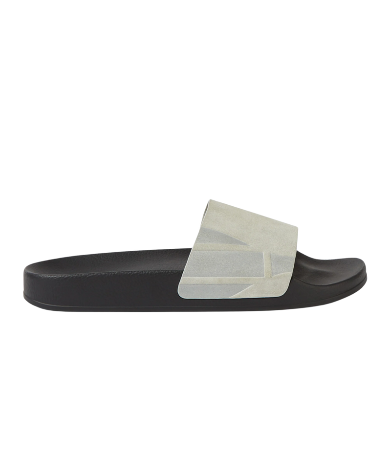Humberto Suede Slides in Light Grey