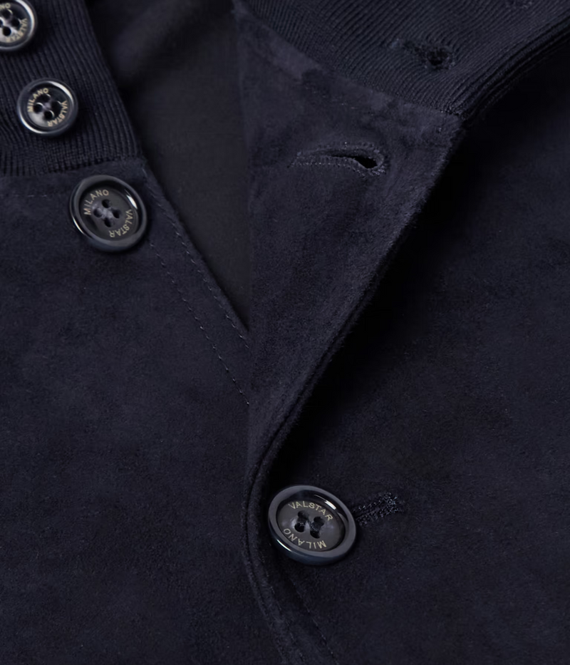 Iconic Valstarino Suede Jacket in Dark Blue