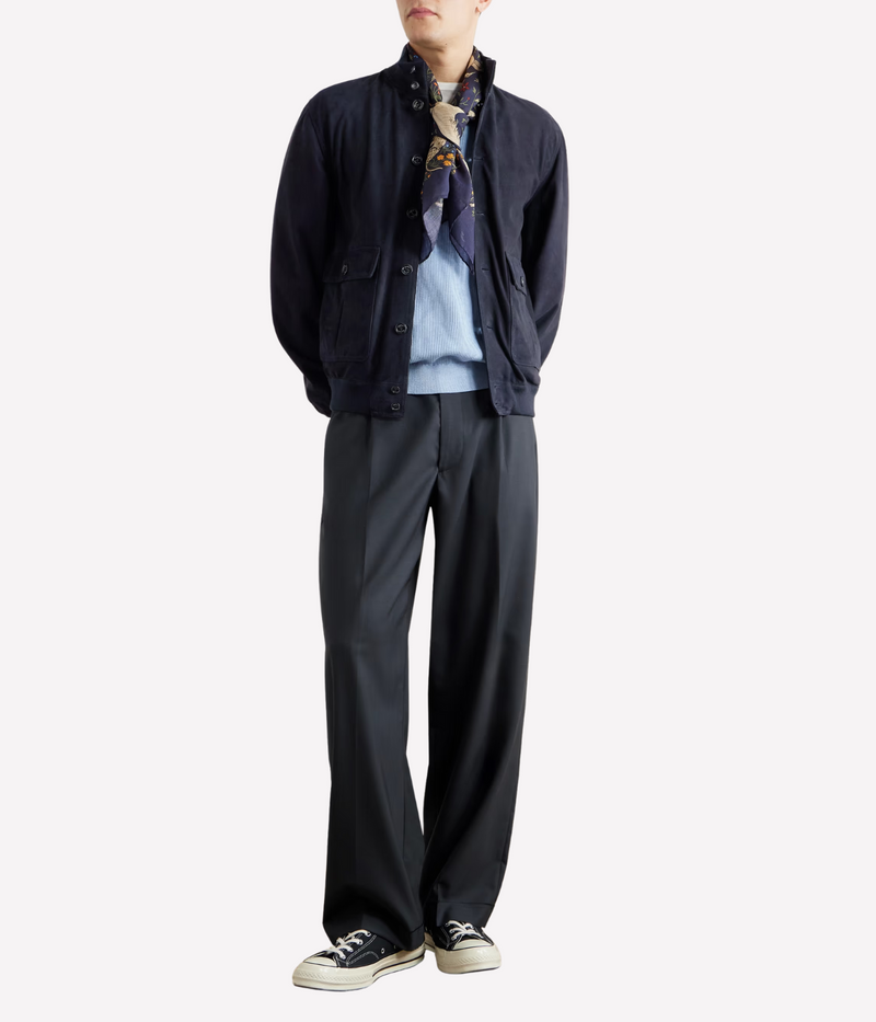 Iconic Valstarino Suede Jacket in Dark Blue