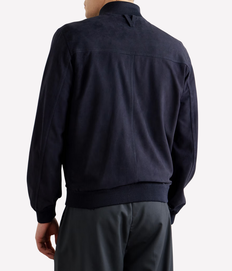 Iconic Valstarino Suede Jacket in Dark Blue