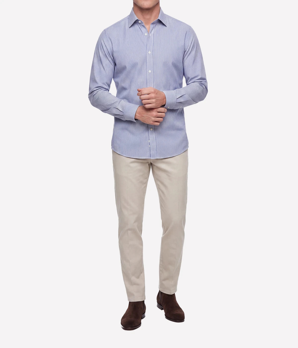Slim Fit Shirt In Dark Blue Stripe