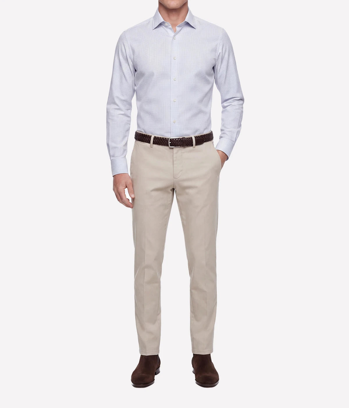 Slim Fit Shirt In Woven Blue White