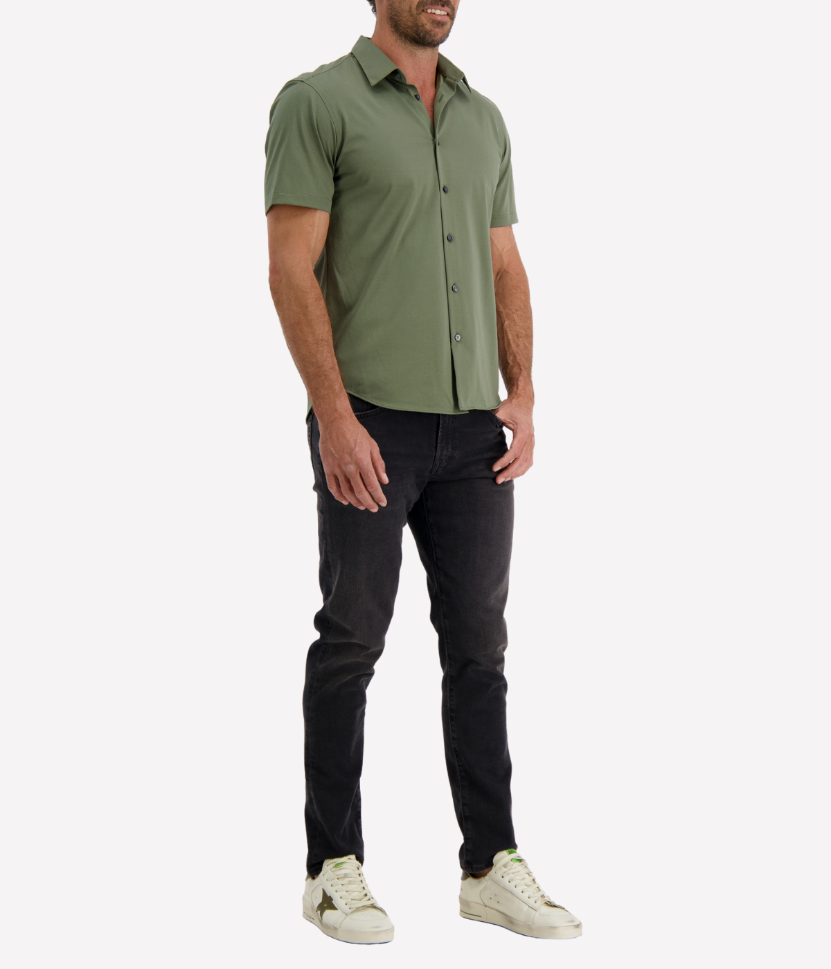 Irving Short Sleeve Shirt in Dark Olive
