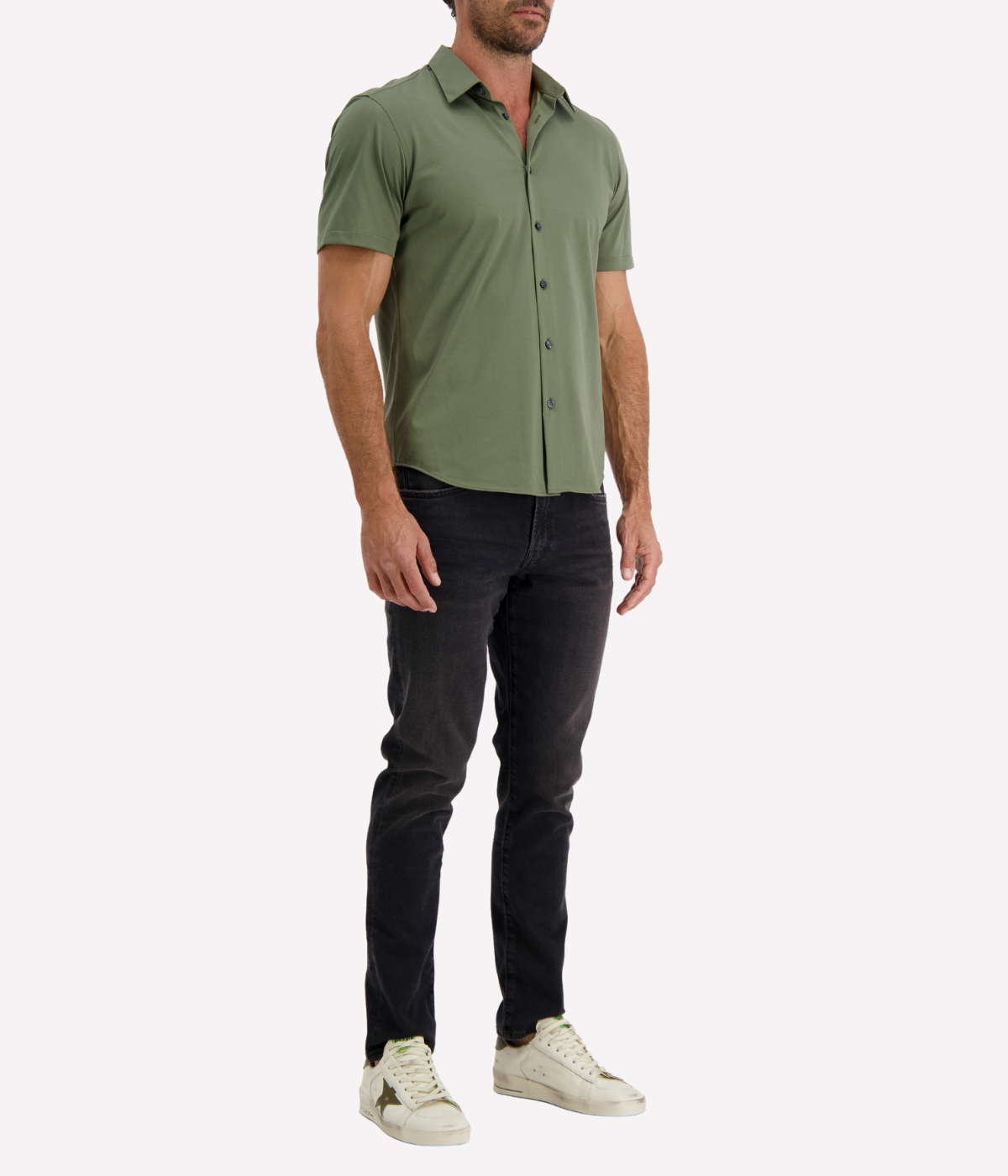 Irving Short Sleeve Shirt in Dark Olive