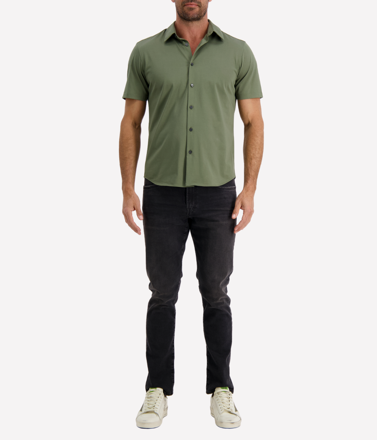 Irving Short Sleeve Shirt in Dark Olive