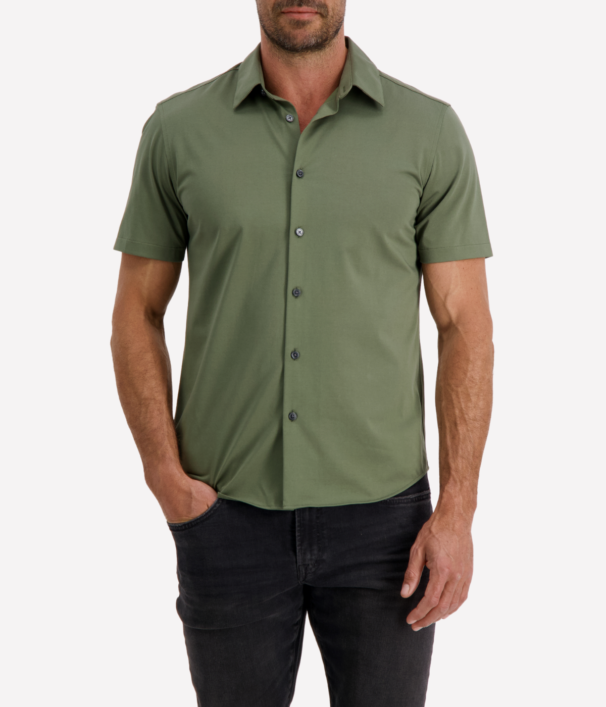 Irving Short Sleeve Shirt in Dark Olive