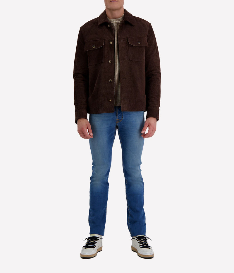 Light Jacket Leather Pelle Raw in Dark Chocolate