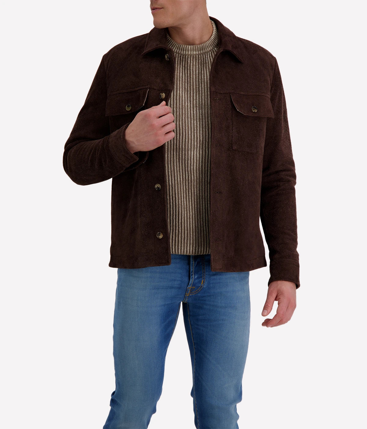 Light Jacket Leather Pelle Raw in Dark Chocolate