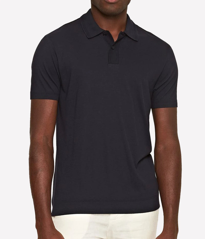 Jarret Knitted Rib Polo in Night Iris
