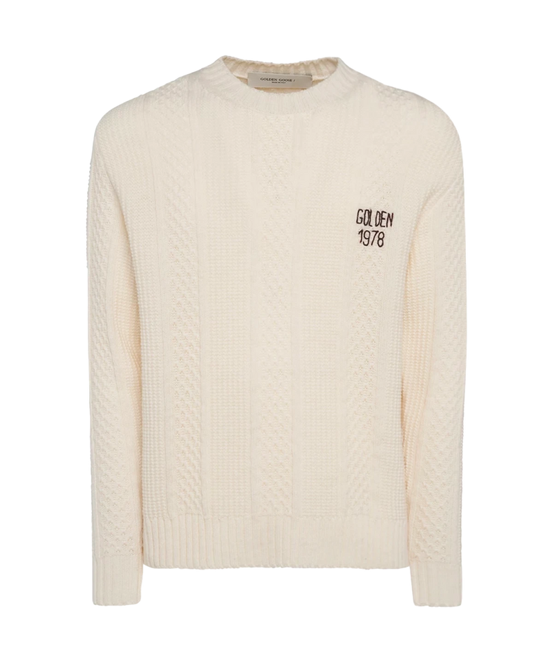 Journey Knit Crew Neck in Ivory Lamb Wool