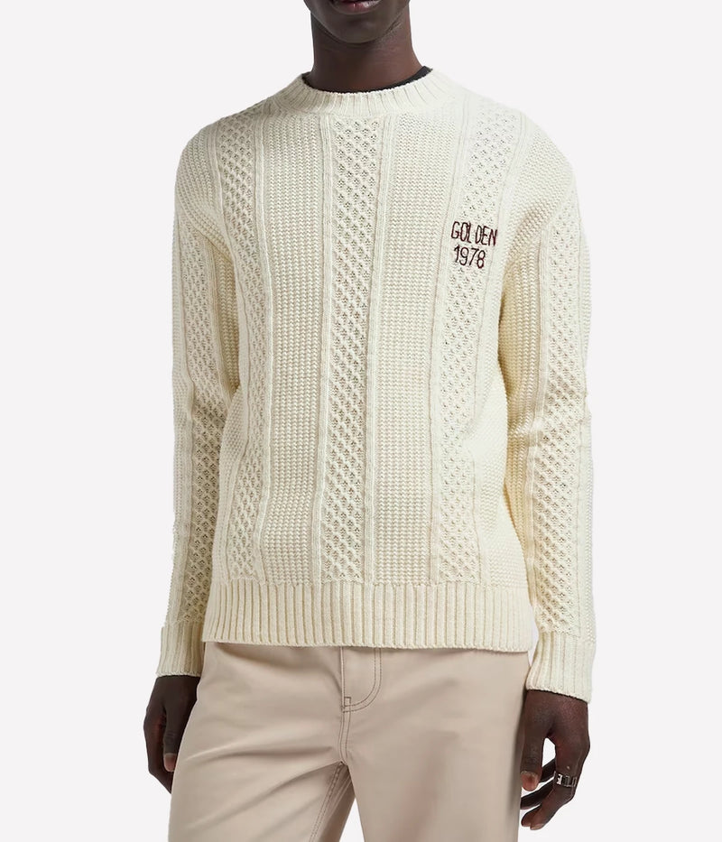 Journey Knit Crew Neck in Ivory Lamb Wool