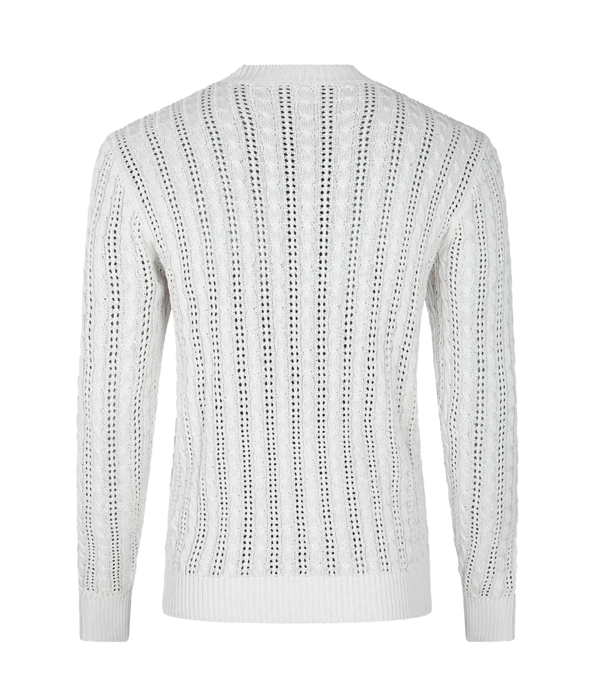 Eleventy men's sand knit sweater in 100% cotton with open-weave texture, crew neck, and long sleeves—perfect for light layering.