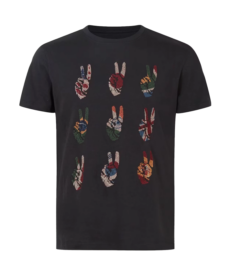 Multi Peace Hand Tee in Black
