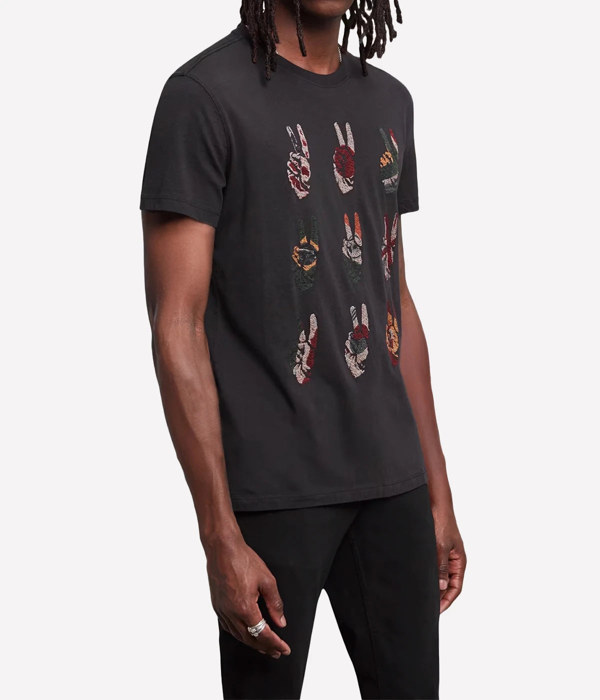 Multi Peace Hand Tee in Black