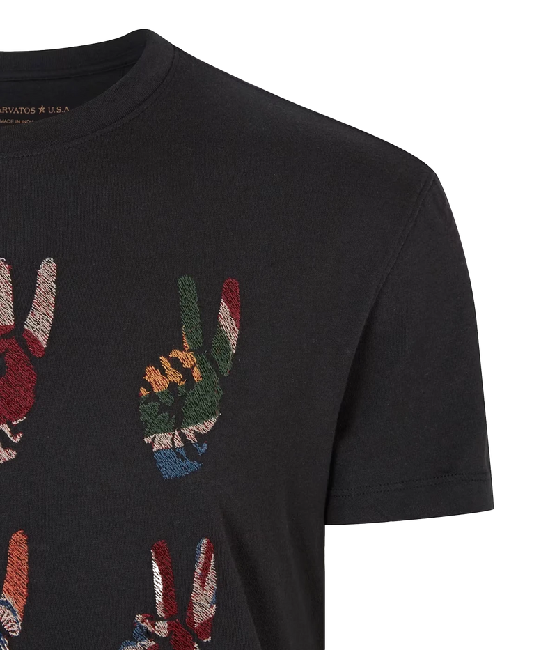 Multi Peace Hand Tee in Black