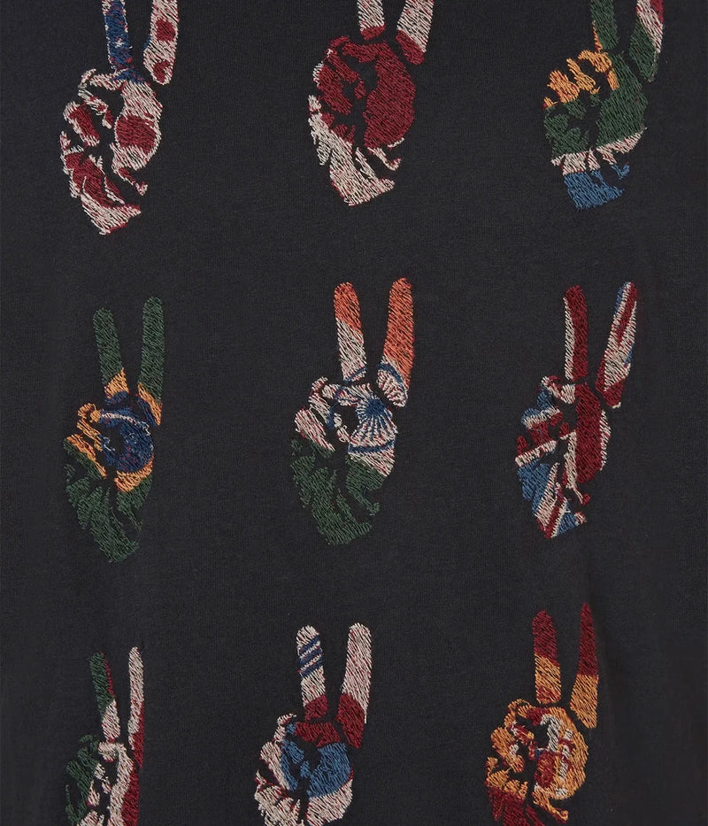 Multi Peace Hand Tee in Black