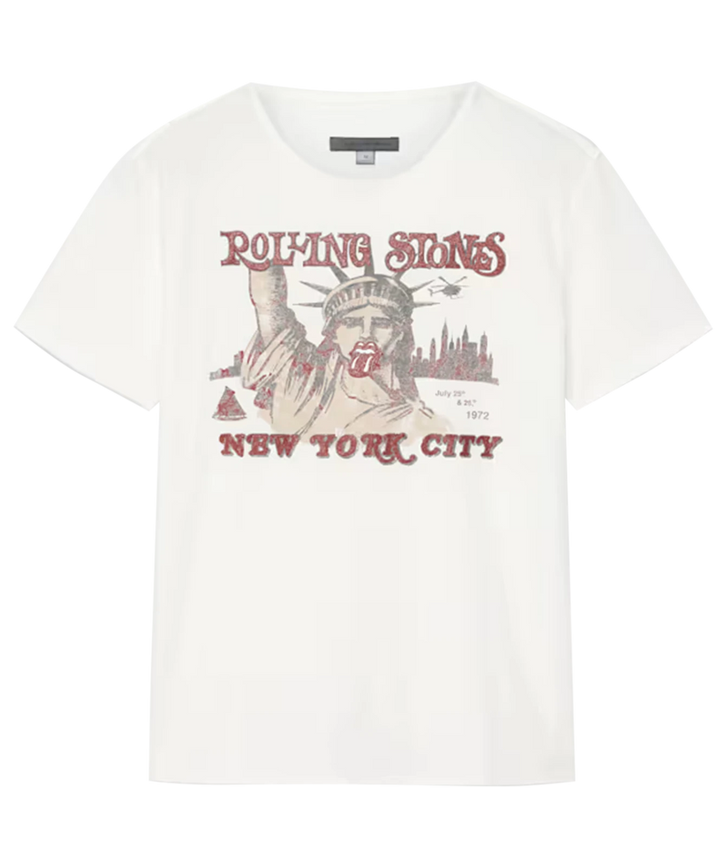 Front product view of John Varvatos The Rolling Stones NYC Raw Edge Tee in Salt