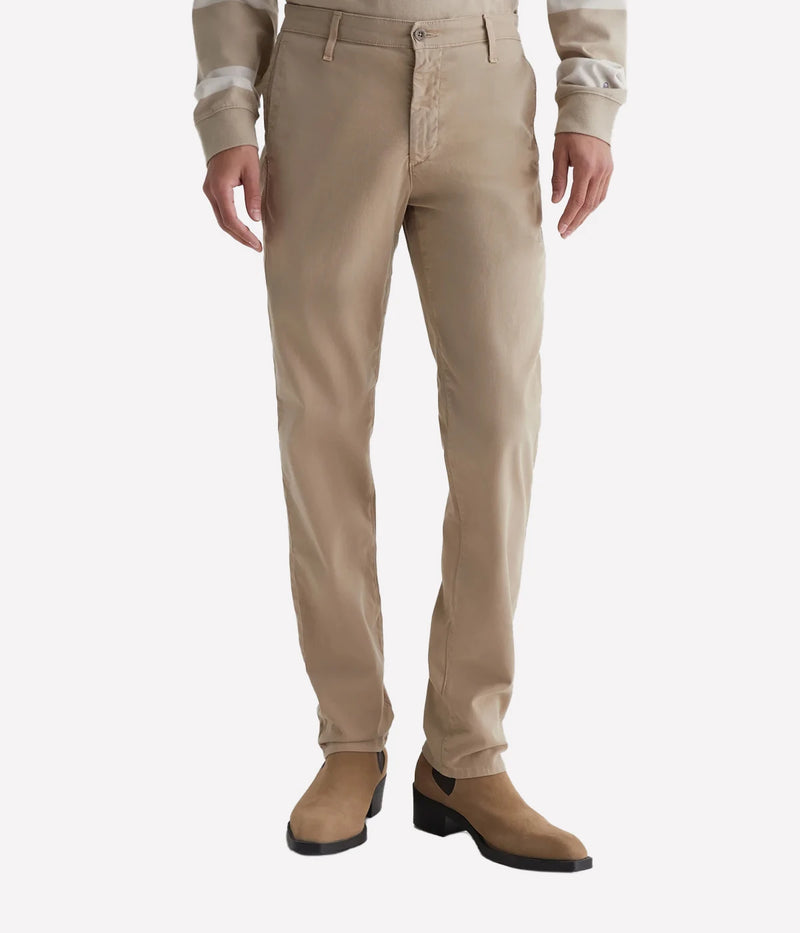 AG Kullen Trouser Light Truffle On Model Front View Slim Fit Stretch Trouser