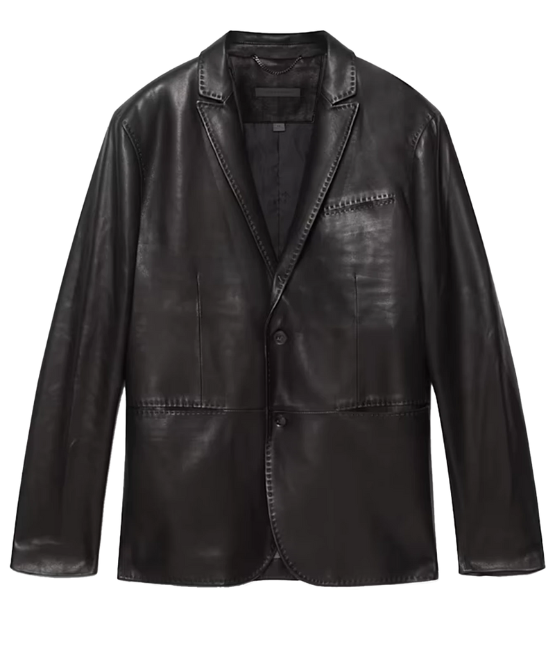 Front product view of John Varvatos Arundel Jacket in Black lamb leather