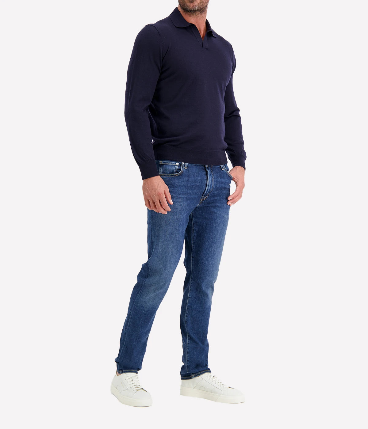 Long Sleeve Polo in NAVY