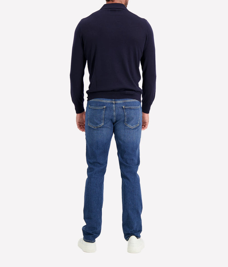 Long Sleeve Polo in NAVY